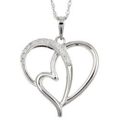 Sterling Silver Diamond Accent Heart Necklace  Overstock