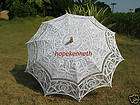 handmade battenburg lace white wedding parasol umbrella returns 