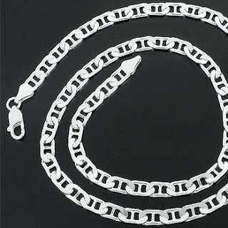 Mens 24 30 Inch Silver/Rhodium Plated 5 mm Mariner Link Chain Hip Hop 