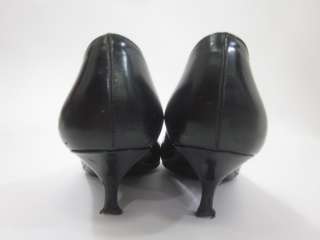 You are bidding on AUTHENTIC PRADA Black Leather Pointed Toe Heels 