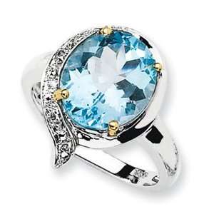 Genuine IceCarats Designer Jewelry Gift Sterling Silver & 14K Sky Blue 