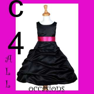 FLOWER GIRL DRESS BLACK FUCHSIA PINK 4 6 8 10 11 13 14  