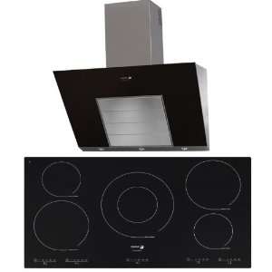  Black / Glass 36 Beveled Front Induction Cooktop with 3 Appliances