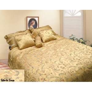  7pcs King Gold Jacquard Comforter Bed in a Bag Set: Home 