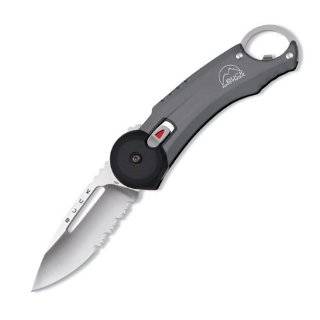 Buck 750 Redpoint Safe Spin Locking Folding Knife (Platinum, Serrated 