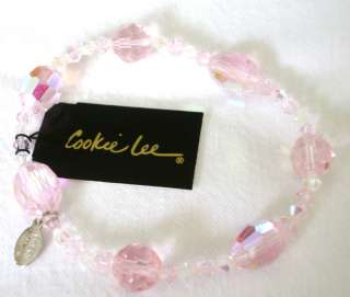 NWT Cookie Lee Pink Genuine Crystal Beaded Bracelet  
