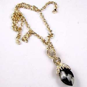   Item FREE SHIPPING Grey fashion rhinestone LONG necklace pendant chain