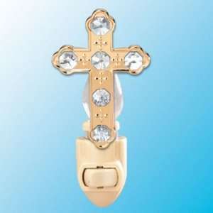  24k Gold Cross Night Light   Clear Swarovski Crystal: Baby