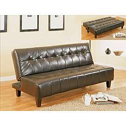 Black Vinyl Leatherette Futon Sofa Bed  Overstock