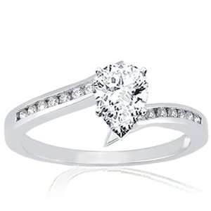   Shaped Diamond Engagement Ring Intertwined Channel 14K WHITE GOLD SI