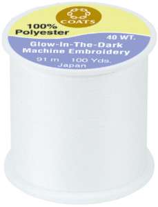 Coats Glow In The Dark Embroidery Thread   White  