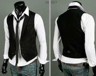 New Mens Slim Fit skinny Casual vest Black US:XS S M  