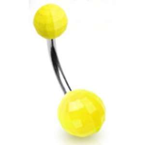  Yellow Disco Balls Belly Button Navel Ring with Surgical 