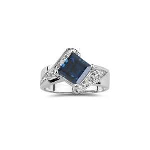  0.07 Cts Diamond & 1.89 Cts London Blue Topaz Ring in 10K 