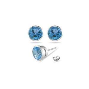  1.04 Ct Swiss Blue Topaz Stud Earrings in Platinum 