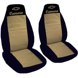  2 black and tan car seat covers for 2002 Chevrolet Camaro 
