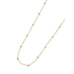  Gold Micro Bead W/Polished Bead Stations Necklace CleverEve Jewelry