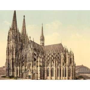 Vintage Travel Poster   The cathedral side Cologne the Rhine Germany 