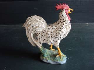 PAINTED RESIN DECORATIVE ROOSTER FIGURINE  