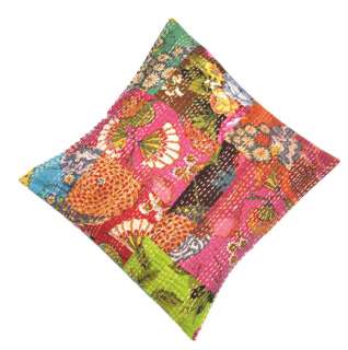 10 Kantha Pillows cushion covers cotton vintage sari Patch work 16 