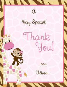 24 Jungle Jill Baby Shower Thank You Cards  