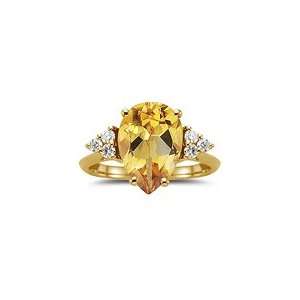 0.18 Cts Diamond & 3.16 Cts Citrine Ring in 14K Yellow 