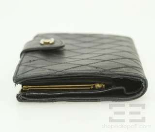   Vintage Black Leather Diamond Stitched French Purse Wallet  