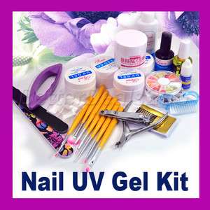 New Full Set Nail Art Combo Manicure UV Gel Tips Kit  
