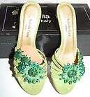 275 ISABELLA FIORE DAKOTA GREEN LEATHER FLORAL SUEDE SANDAL SHOES 3 