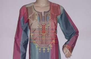 Egyptian Cotton Embroidered Striped Kaftan Caftan long Dress  