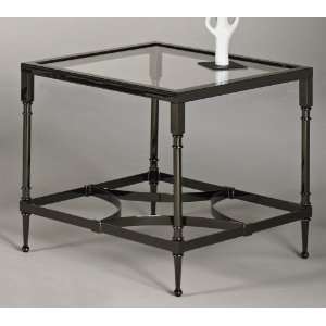  Black Nickel Glass Top Square End Table