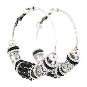   Crystals Prayer Beads Celebrity Style Paparazzi Hoop Earrings 2 Inches