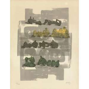  Henry Moore   24 x 32 inches   Eight reclining figures with architec