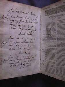 SIR PAUL NEILE 1622 KJV Family Bible Signed Birth Records BRITISH 