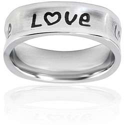Stainless Steel Square Love Ring  Overstock