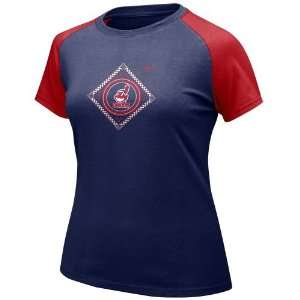  Navy Blue Ladies Baseball Diamond Raglan T shirt