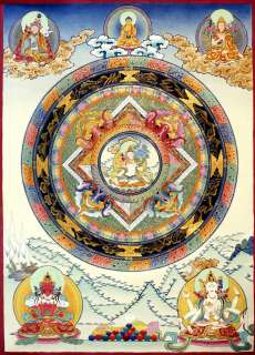 164.White Tara Mandala Thangka Painting, 22 H NEPAL  