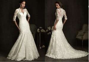 Muslim Ivory lace half sleeves Kate collar wedding dress bridal gown 