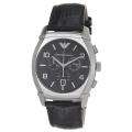 Emporio Armani Mens Classic Black Dial Stainless Steel Quartz Watch 