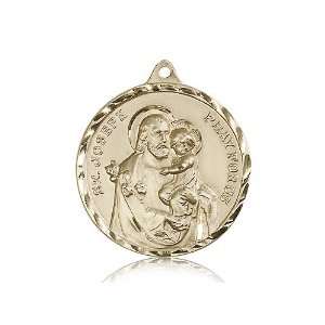   Jewelry Gift 14K Solid Yellow Gold St. Joseph Medal 1 3/8 X 1 1/8 Inch