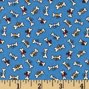   Wide Doggie Bone Toss Blue Fabric By The Yard: Arts, Crafts & Sewing