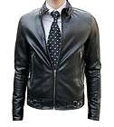 Mens Leather Fashion Straight Zipper Jacket New Size MEDIUM