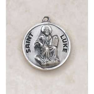  Sterling Silver St. Luke with 20 Chain, 3/4 Diam 