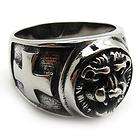   gothic silver stainless steel cool cross lion party band charm ring