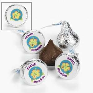 100 Personalized Island Hibiscus Hersheys Kiss Labels   Candy & Candy 