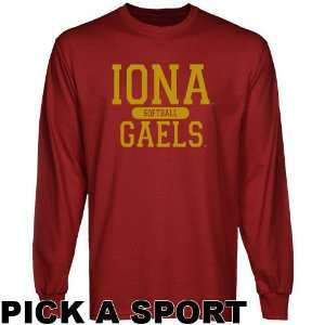 Iona College Gaels Custom Sport Long Sleeve T shirt   Cardinal:  