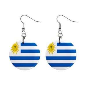 Uruguay Flag Button Earrings