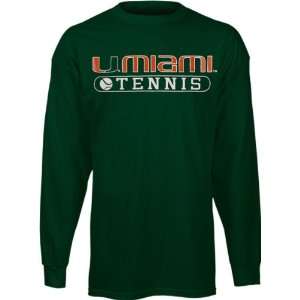  Miami Hurricanes Green Tennis Long Sleeve T Shirt: Sports 