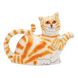  Rescue Me Now Orange Tabby Cat Teapot, 7 3/4 Inch: Kitchen 