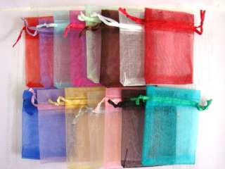100pcs Assorted Drawstring Organza wedding favor gift bags pouchs 3x3 